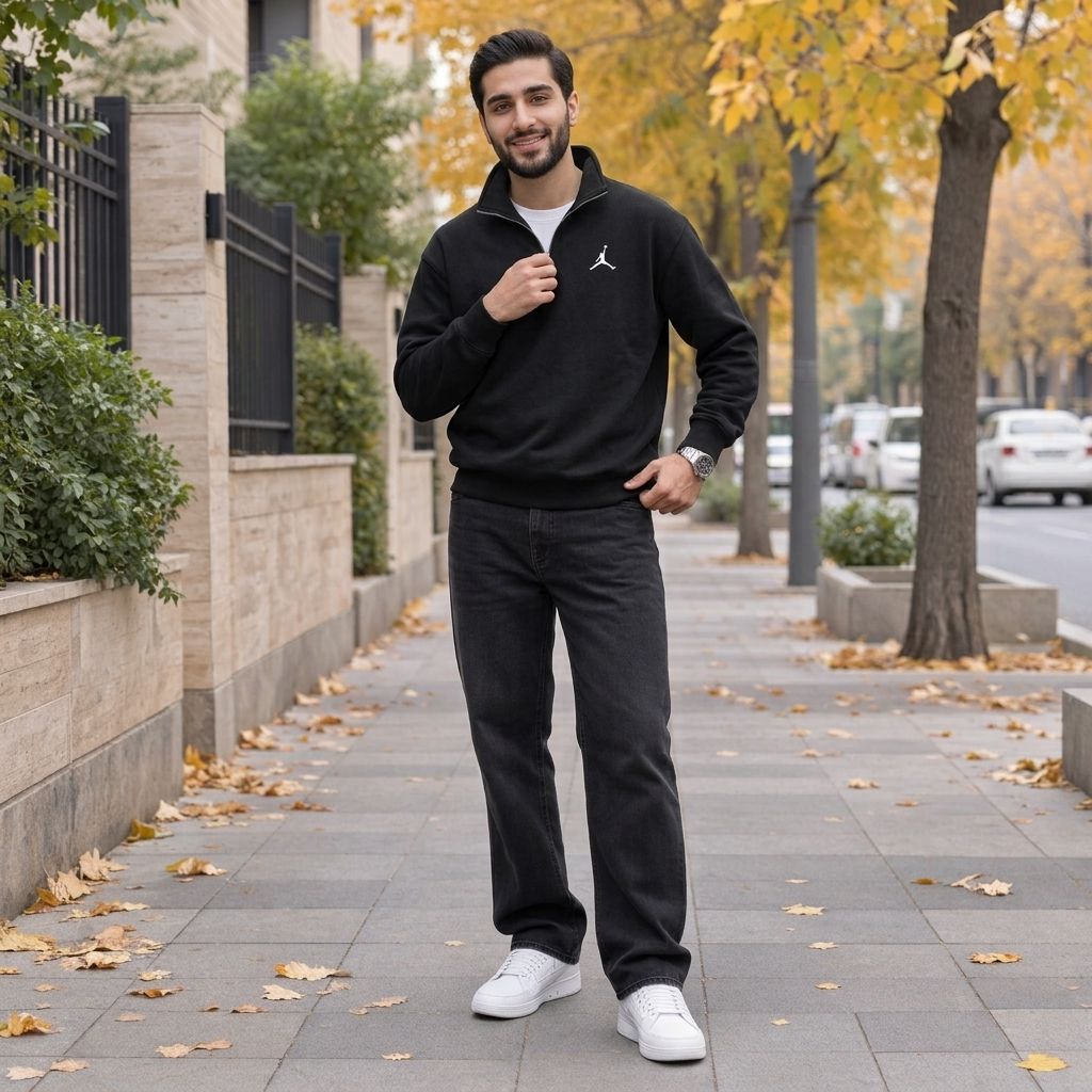 دورس نیم زیپ مردانه مدل Jordan مشکی