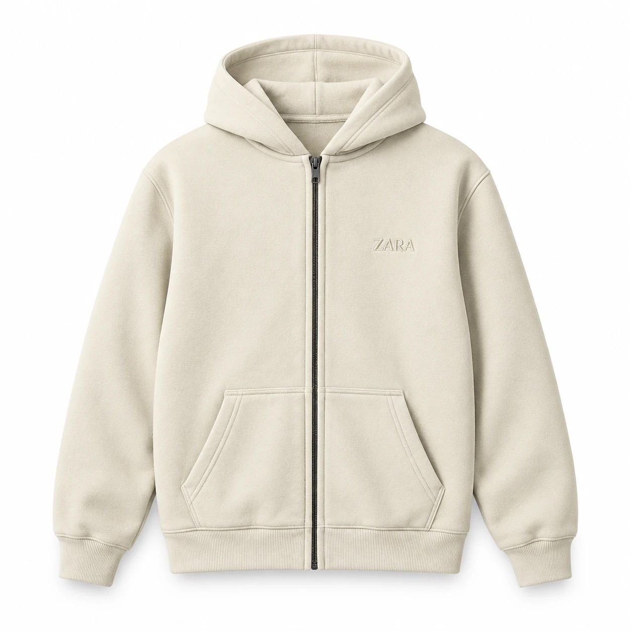 سویشرت کلاهدار مردانه مدل ZARA کرم