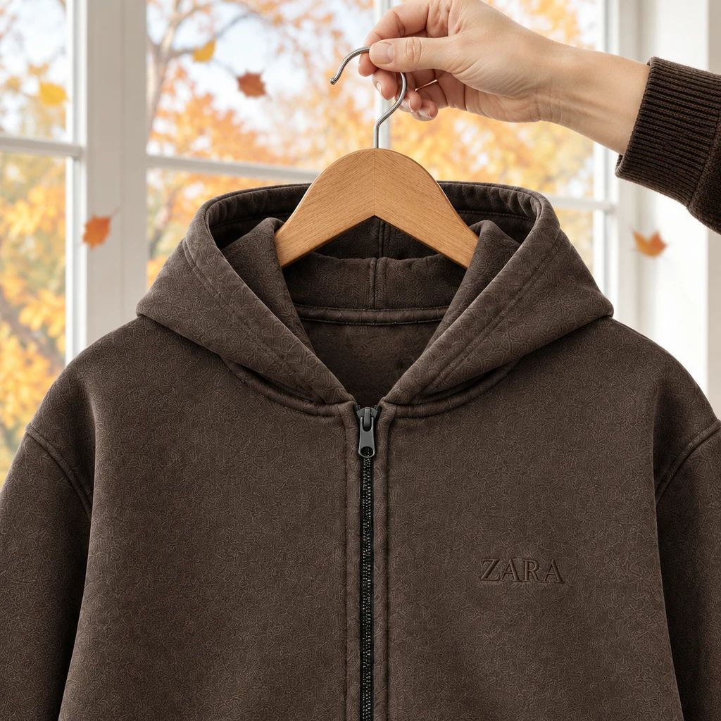 سویشرت کلاهدار مردانه مدل ZARA قهوه ای