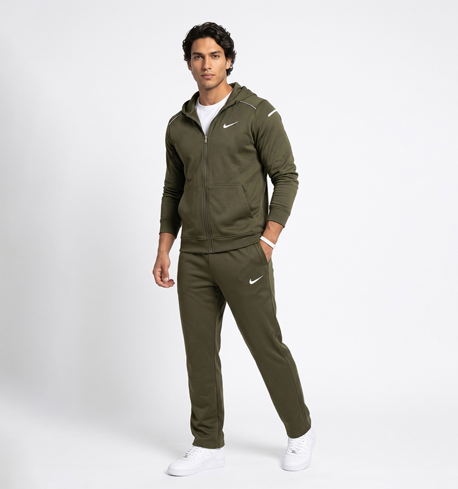ست سویشرت شلوار مردانه نرمال طرحدار اسپان سبز Nike مدل 51238