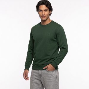 بلوز یقه گرد مردانه باکسی ساده اسپان سبز مدل 51250