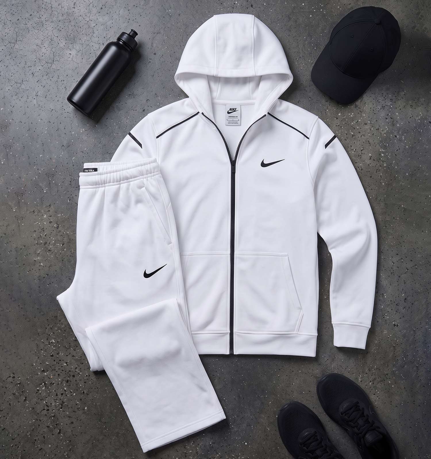 ست سویشرت شلوار مردانه نرمال طرحدار اسپان سفید Nike مدل 51240