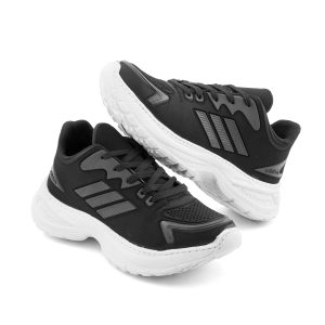 کفش مردانه اسپرت چرم مصنوعی مشکی Adidas مدل 51097
