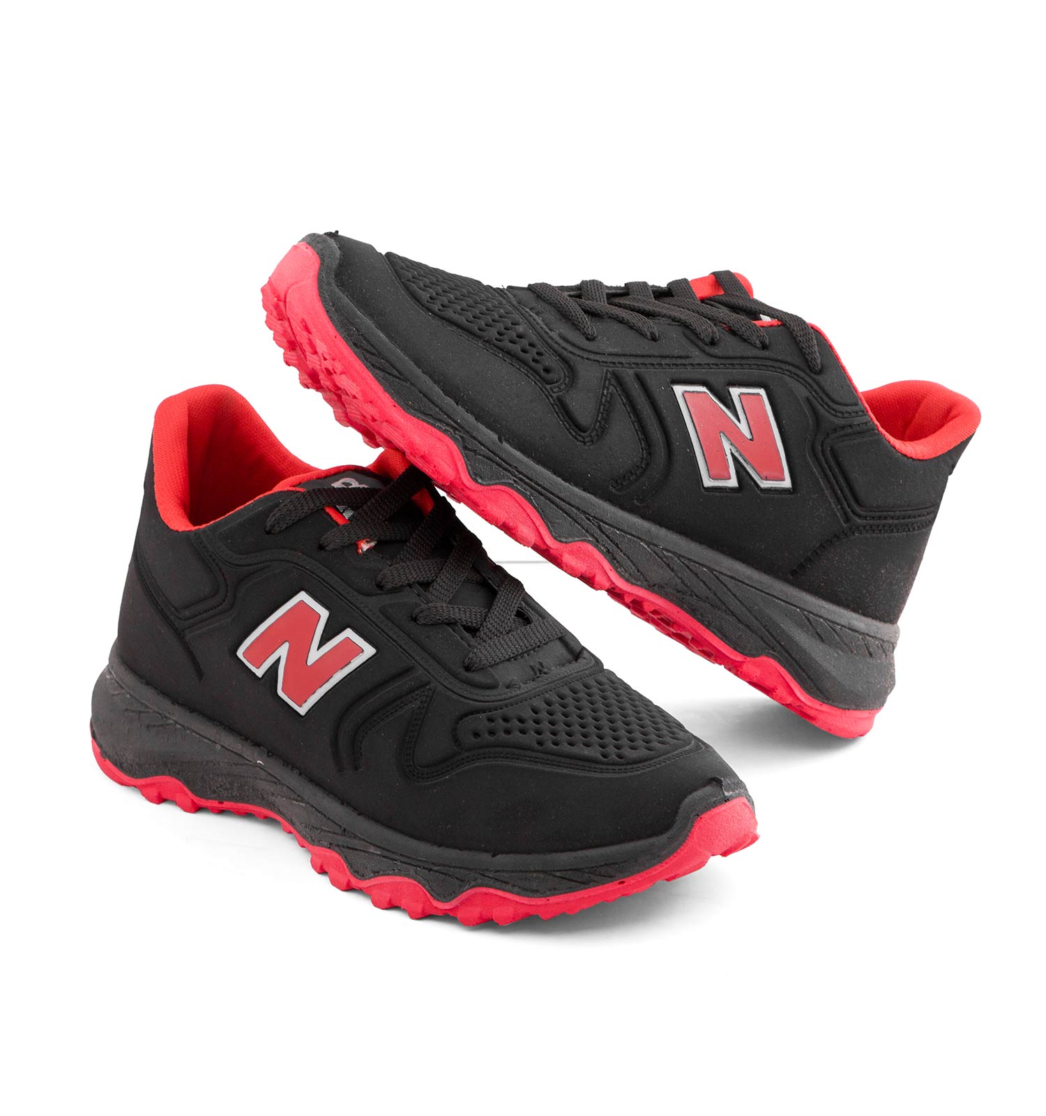 کفش مردانه اسپرت چرم مصنوعی مشکی قرمز New Balance مدل 51269