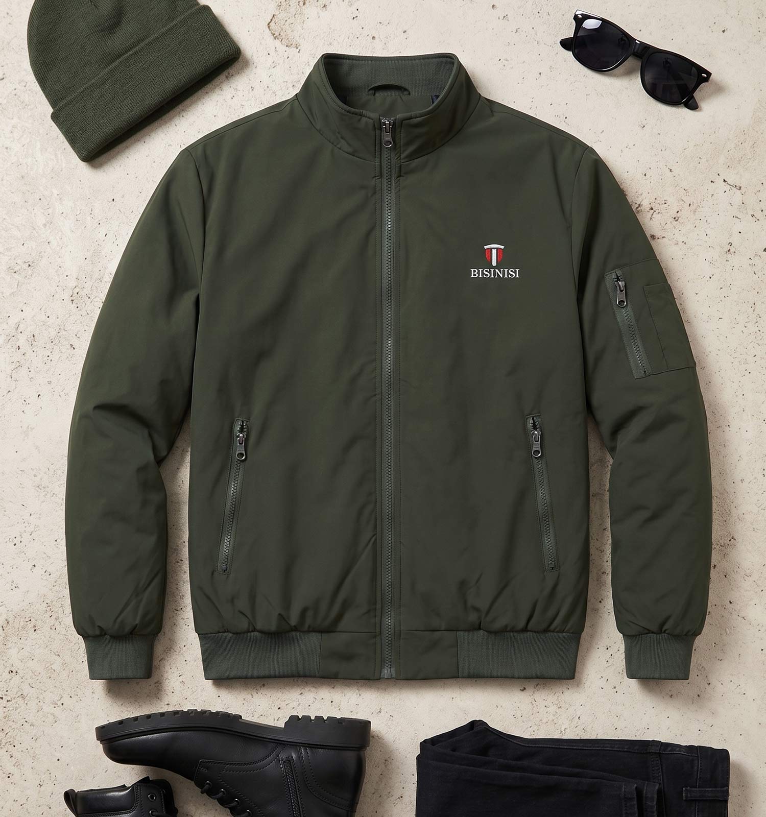 کاپشن مردانه نرمال ساده مموری سبز مدل 51141