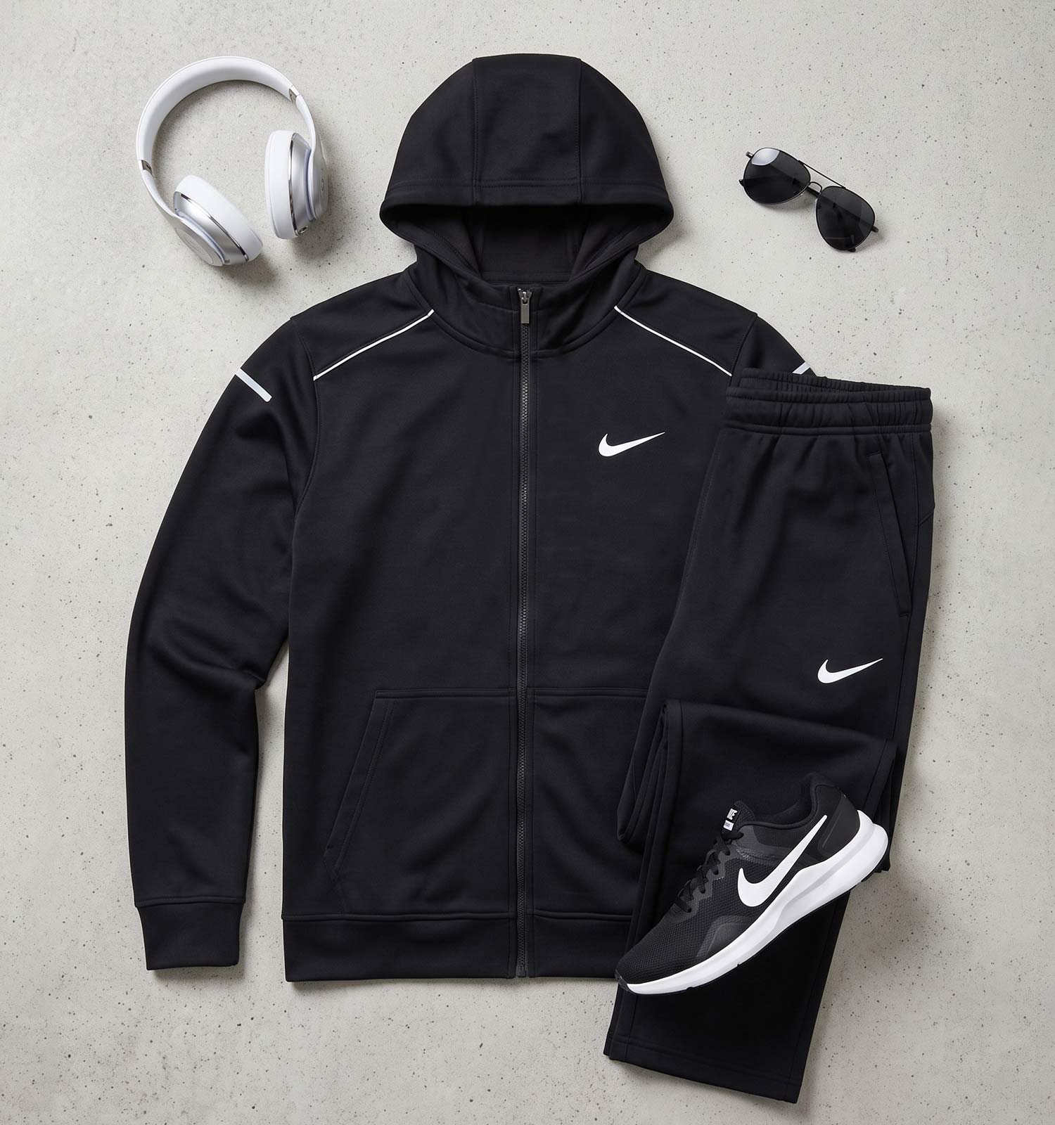ست سویشرت شلوار مردانه نرمال طرحدار اسپان مشکی Nike مدل 51241
