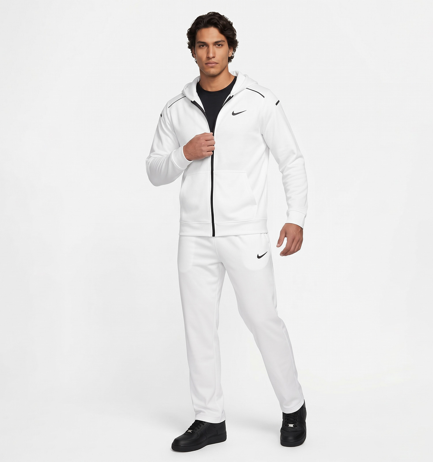 ست سویشرت شلوار مردانه نرمال طرحدار اسپان سفید Nike مدل 51240