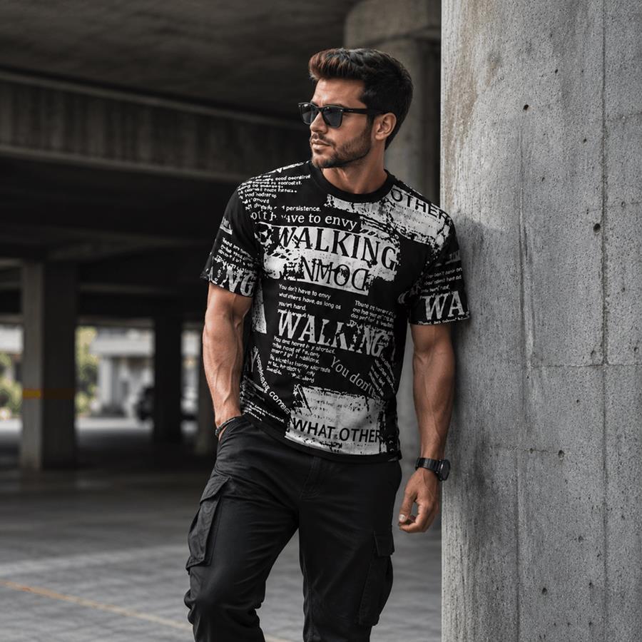 تیشرت طرح Walking Down مدل 4003