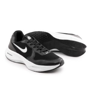 کفش مردانه اسپرت چرم مصنوعی مشکی سفید Nike مدل 51516