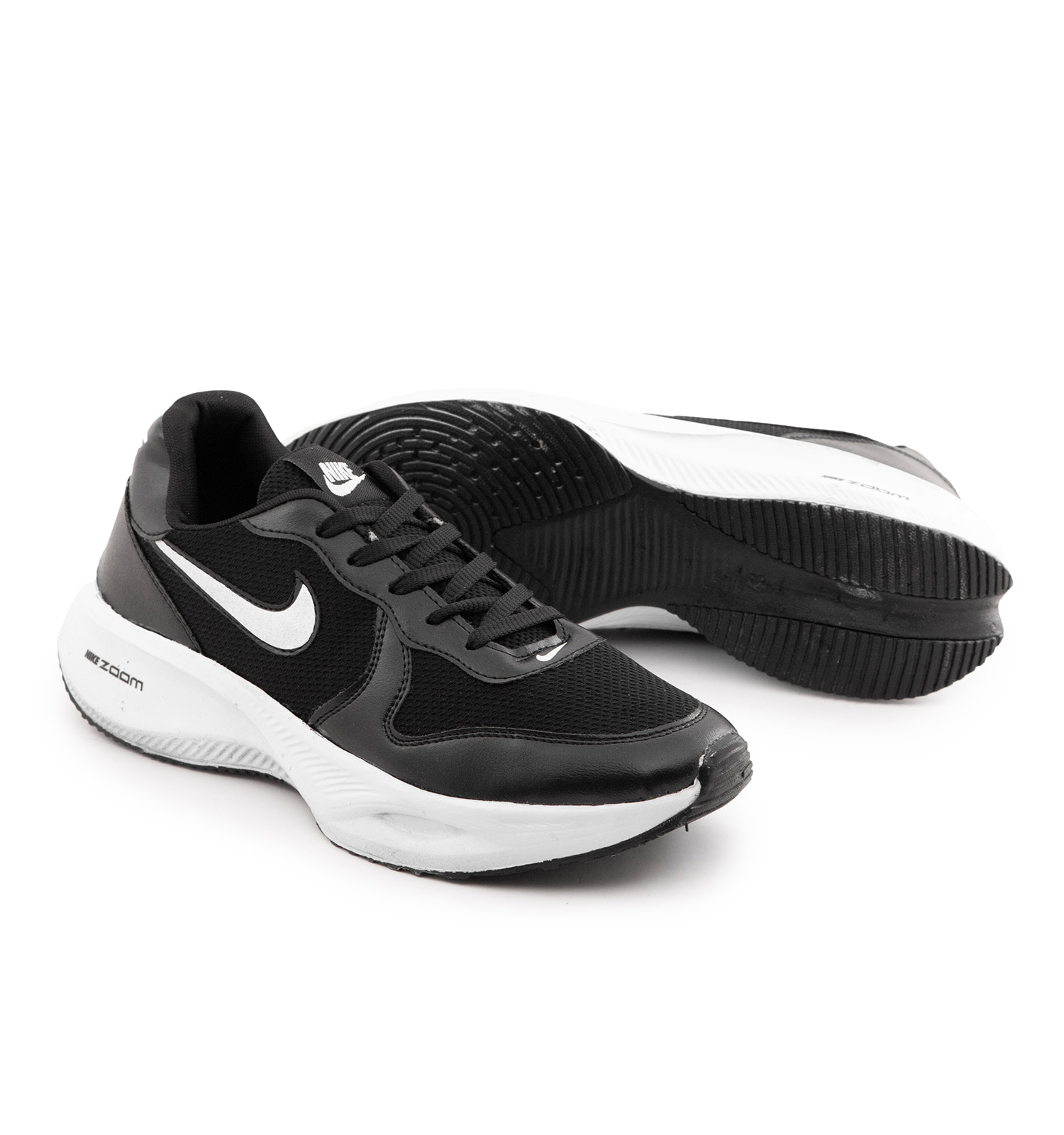 کفش مردانه اسپرت چرم مصنوعی مشکی سفید Nike مدل 51516