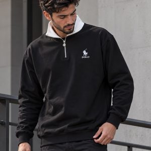 سویشرت نیم زیپ مدل POLO یقه سفید کد6606