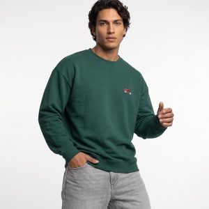 بلوز یقه گرد مردانه باکسی ساده دورس سه نخ پنبه سبز مدل 51377