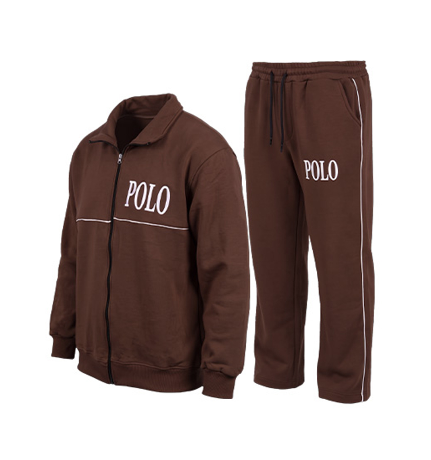 ست سویشرت شلوار مردانه باکسی طرحدار اسپان قهوه ای تیره Polo مدل 51494