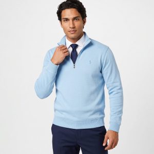 بلوز یقه نیم زیپ مردانه نرمال ساده سلانیک آبی Polo مدل 51391