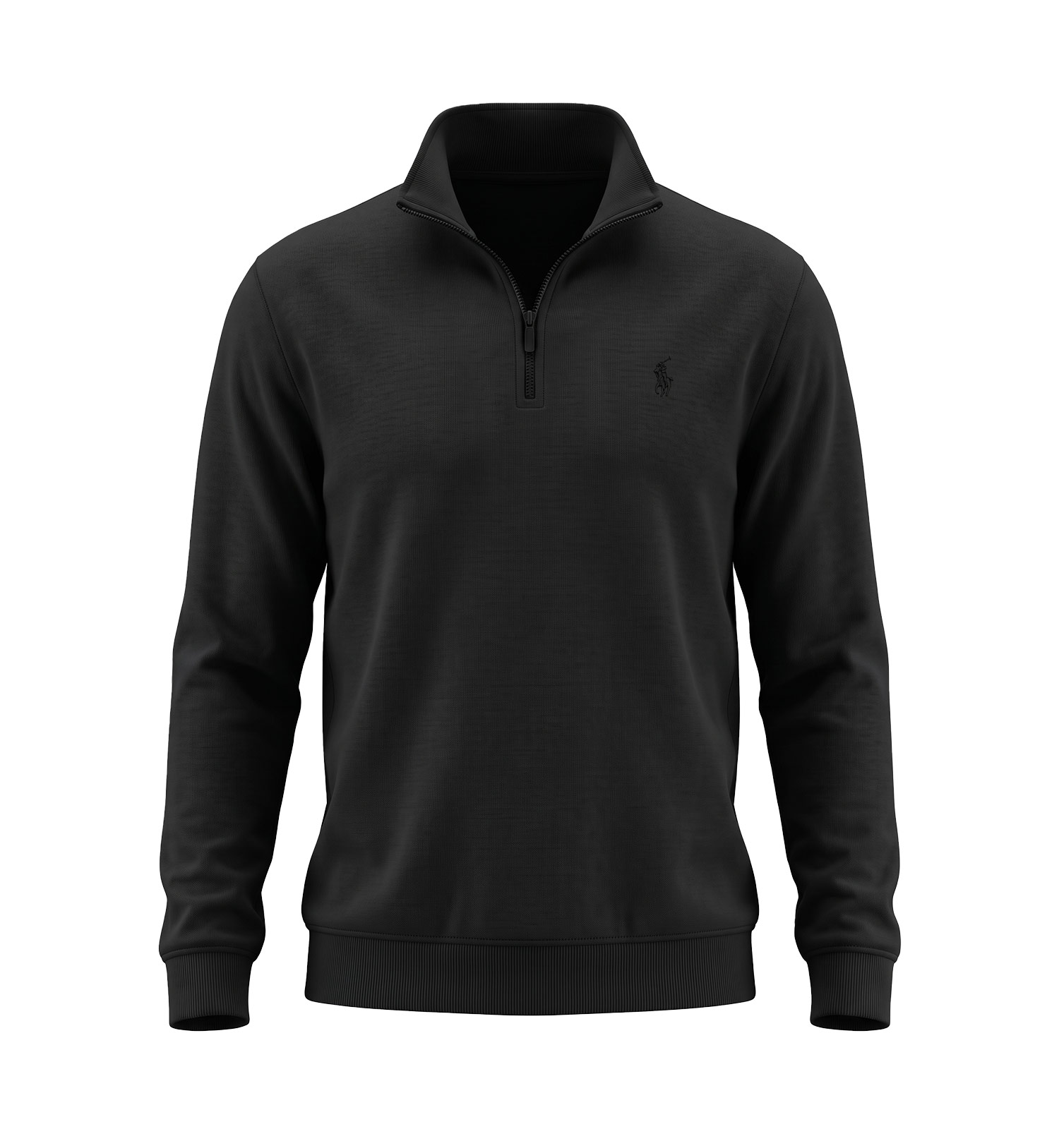 بلوز یقه نیم زیپ مردانه نرمال ساده سلانیک مشکی Polo مدل 51392