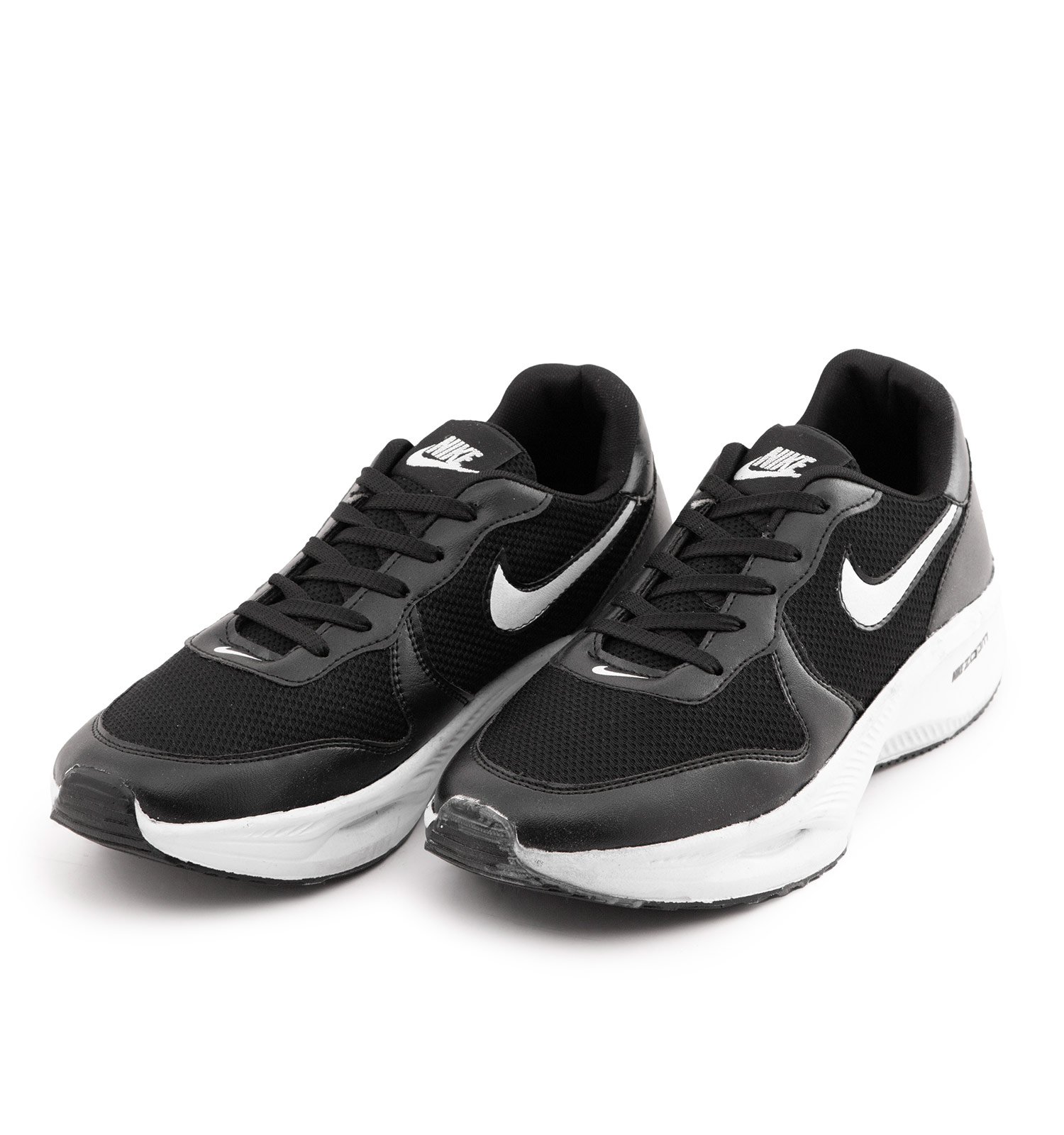 کفش مردانه اسپرت چرم مصنوعی مشکی سفید Nike مدل 51516