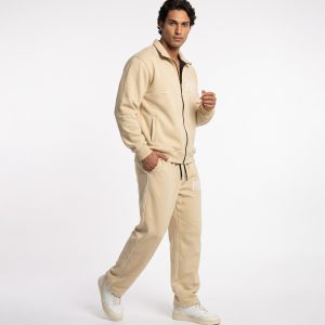 ست سویشرت شلوار مردانه باکسی طرحدار اسپان کرم Polo مدل 51492