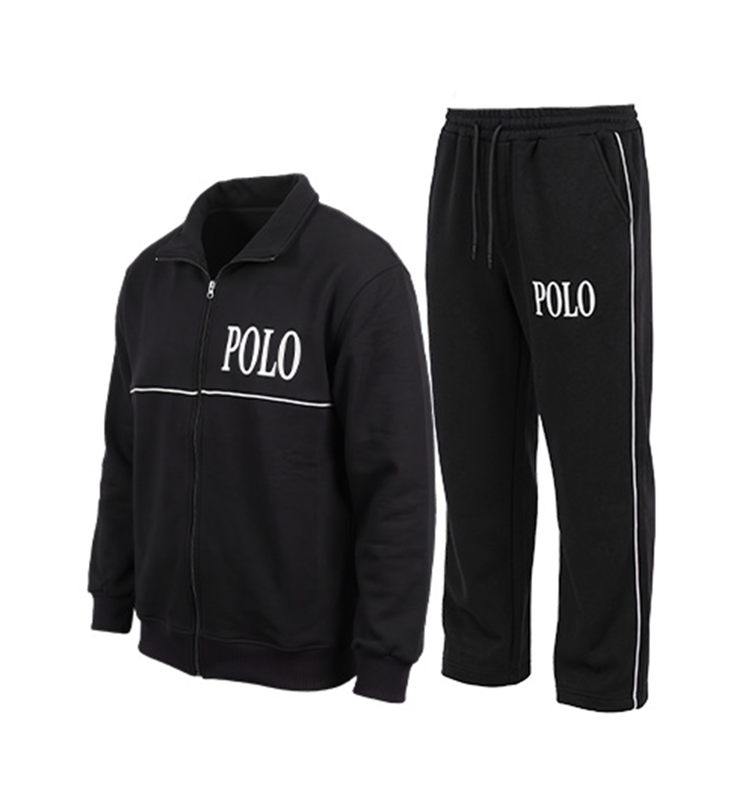 ست سویشرت شلوار مردانه باکسی طرحدار اسپان مشکی Polo مدل 51493