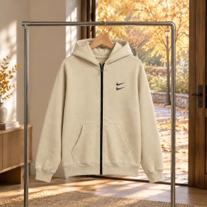 سویشرت دورس کلاهدار مردانه نایکی مدل Double Nike کرم