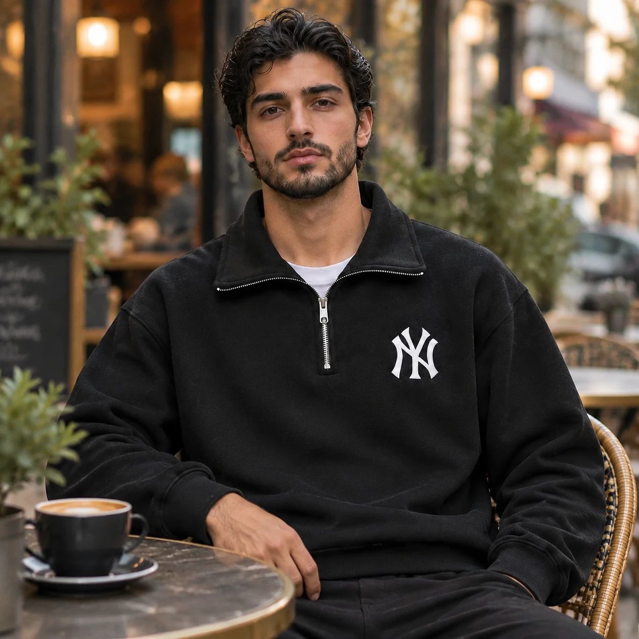 دورس نیم زیپ مردانه مدل NY مشکی