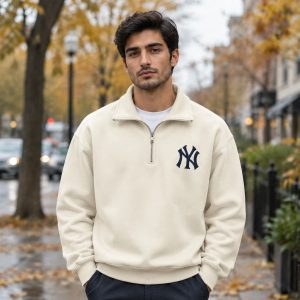 دورس نیم زیپ مردانه مدل NY کرم