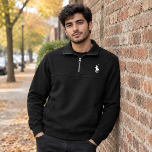 دورس مردانه نیم زیپ سلانیک یقه دار مدل POLO مشکی