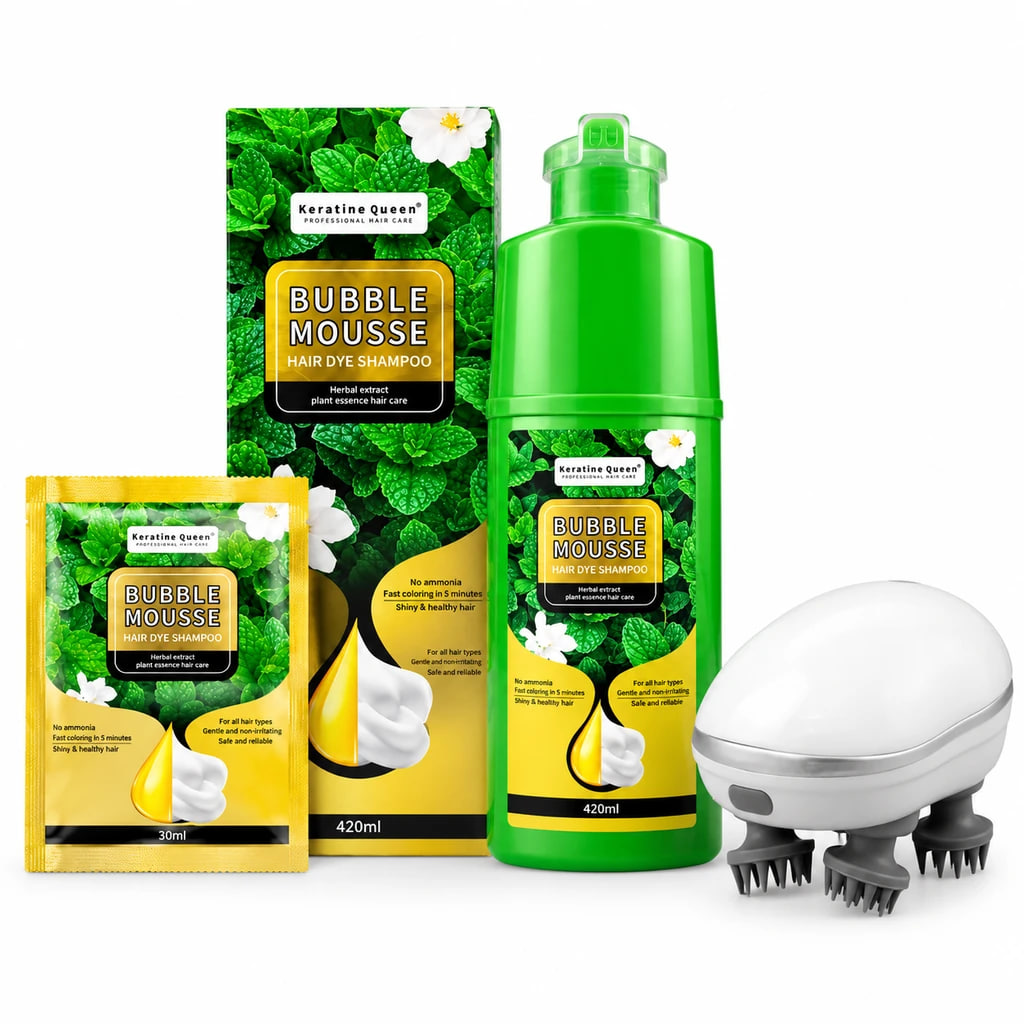 پکیج ماساژور سر smart scalp مناسب رشد مو شامپو رنگ مو بابل موس پک اورجینال تستردار