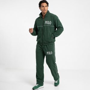 ست سویشرت شلوار مردانه باکسی طرحدار اسپان سبز Polo مدل 51495