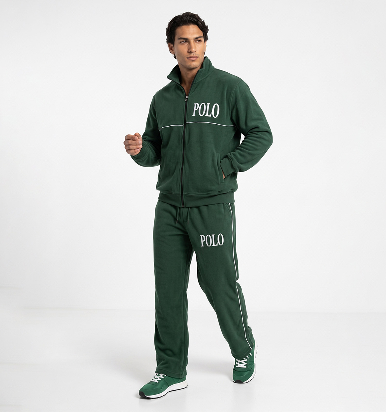 ست سویشرت شلوار مردانه باکسی طرحدار اسپان سبز Polo مدل 51495