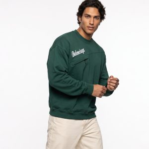 بلوز یقه گرد مردانه نرمال طرحدار دورس سه نخ پنبه سبز Balenciaga مدل 51523