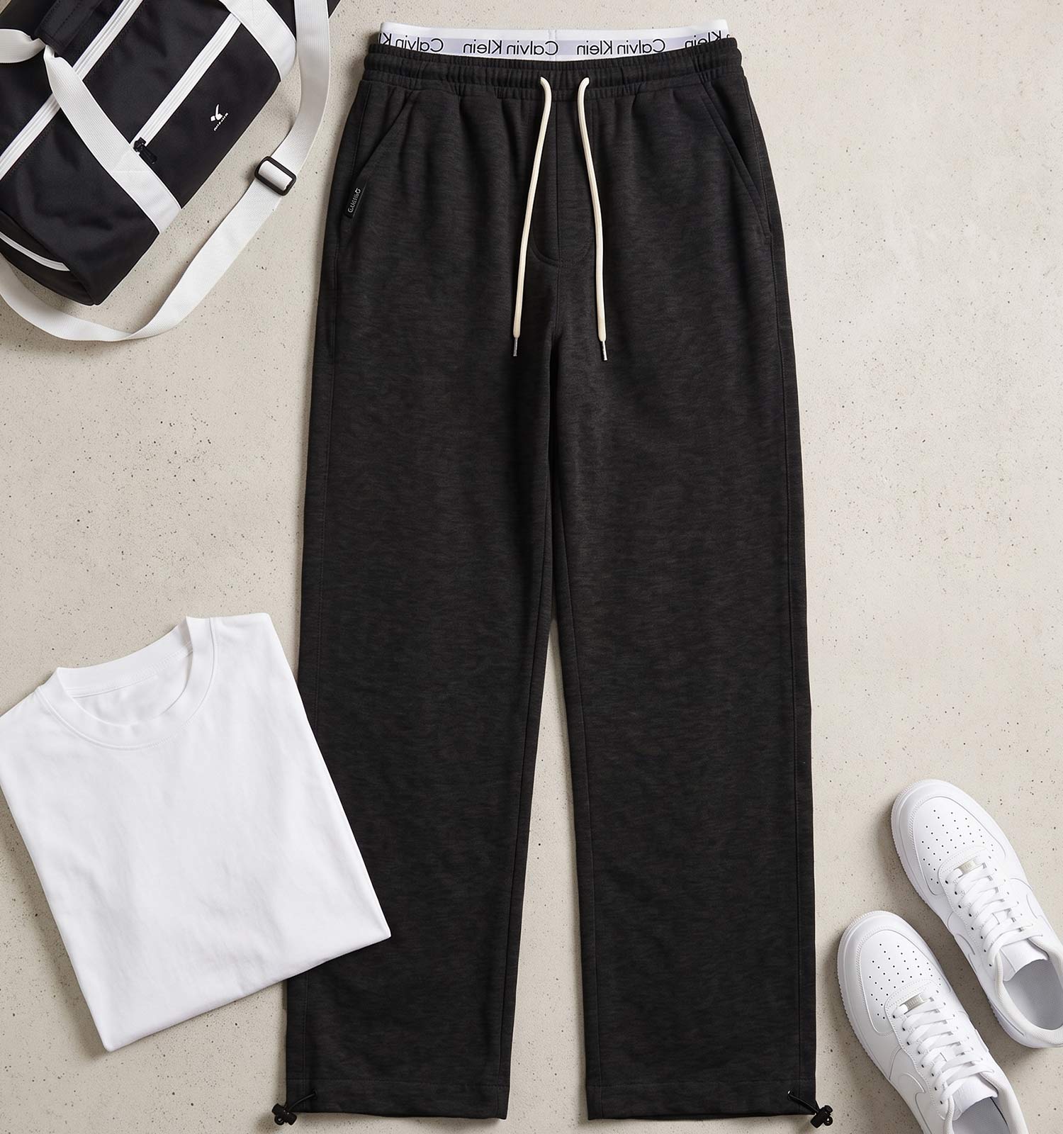 شلوار مردانه جاگر ساده دو نخ پنبه مشکی CalvinKlein مدل 51500
