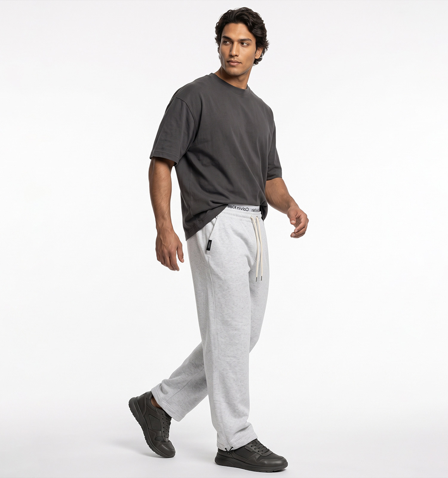 شلوار مردانه جاگر ساده دو نخ پنبه طوسی روشن CalvinKlein مدل 51501