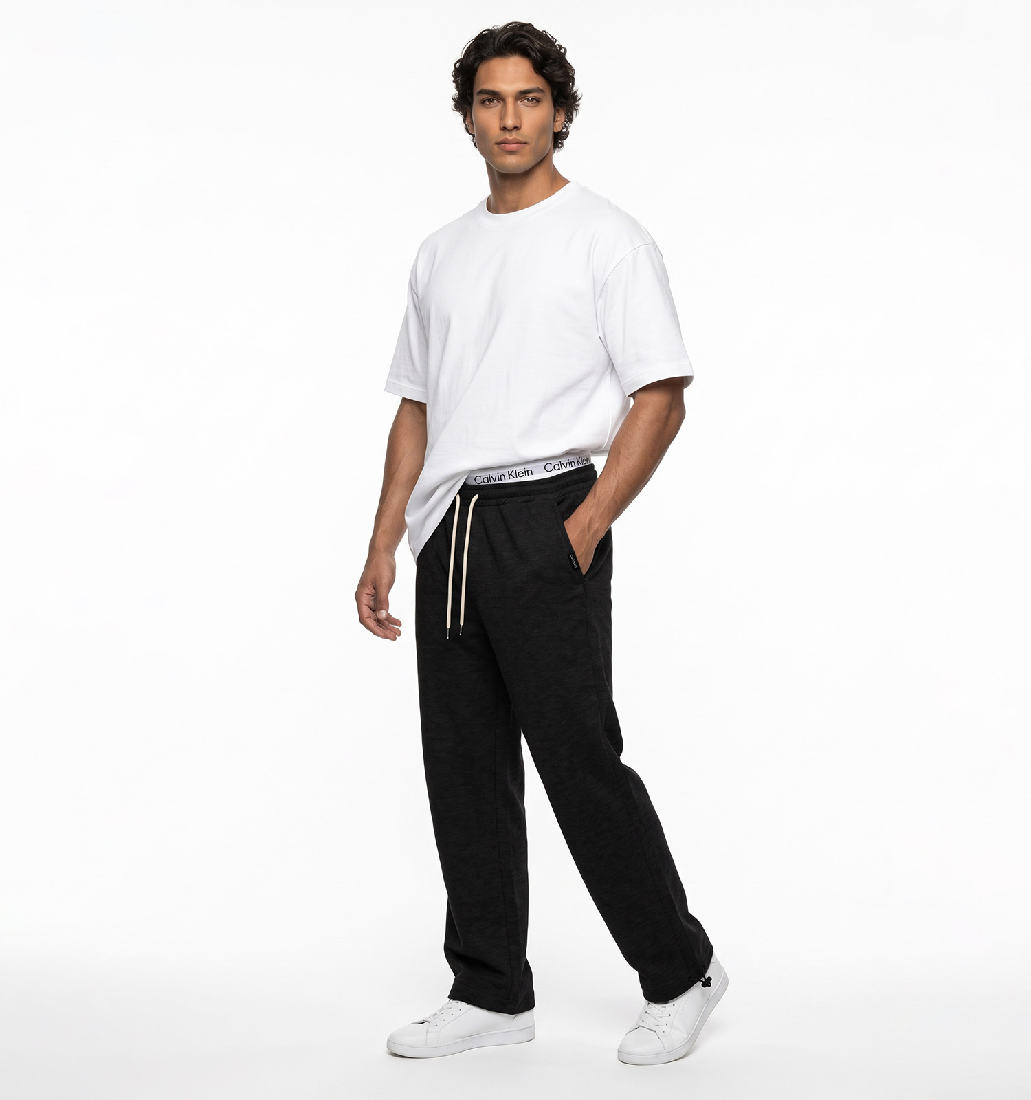 شلوار مردانه جاگر ساده دو نخ پنبه مشکی CalvinKlein مدل 51500