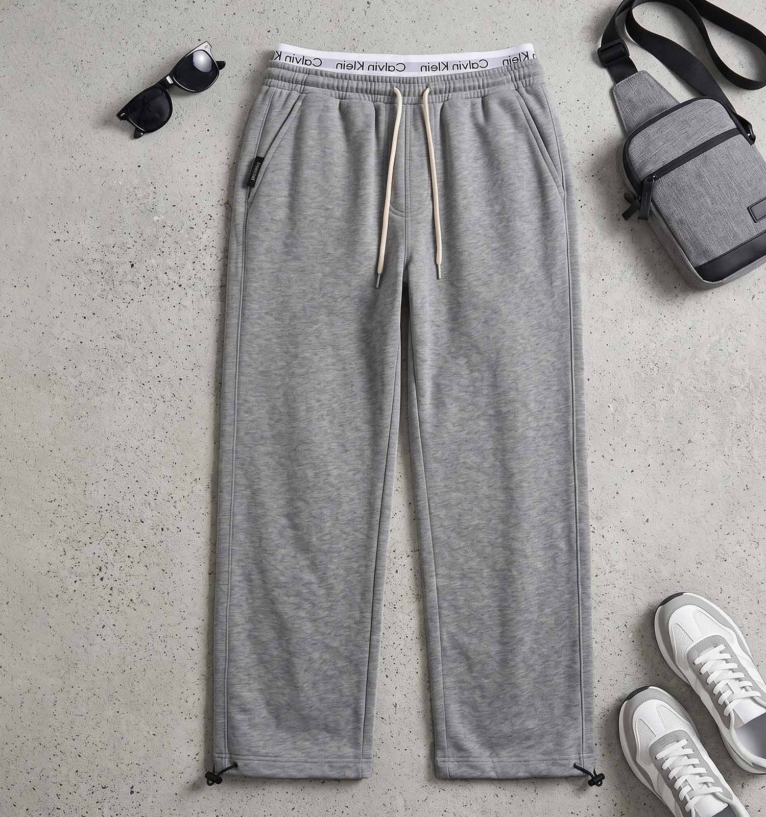 شلوار مردانه جاگر ساده دو نخ پنبه طوسی CalvinKlein مدل 51499