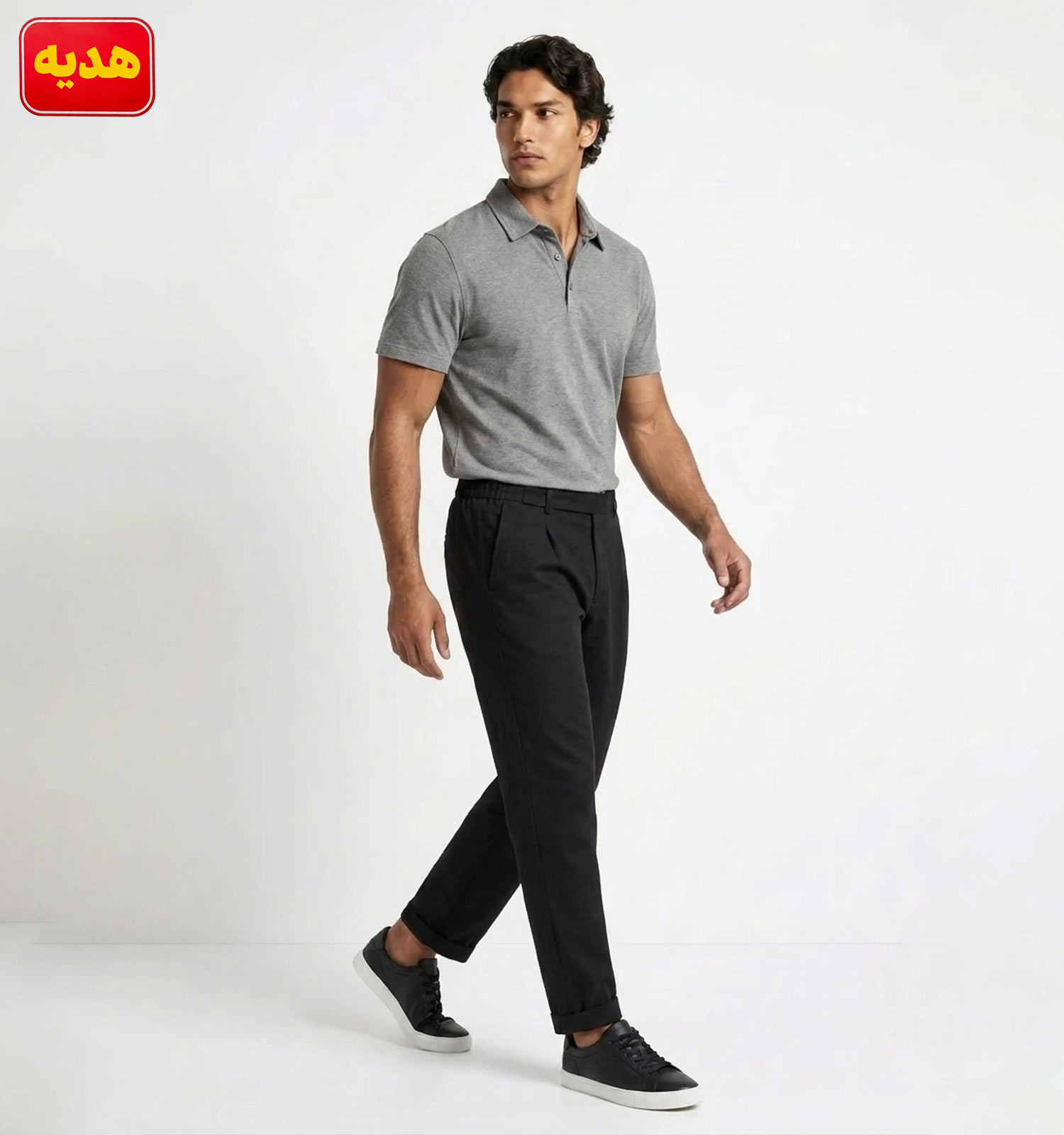 پک نیم بوت مردانه رسمی چرم مصنوعی مشکی شلوار مردانه راسته ساده بنگال مشکی مدل 51734